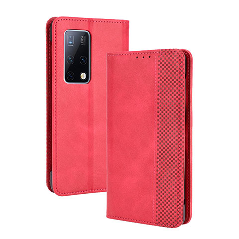 Funda de Cuero Cartera con Soporte Carcasa BY4 para Huawei Mate X2 Rojo