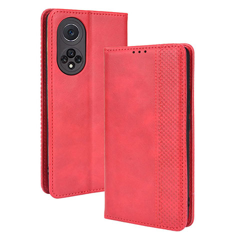 Funda de Cuero Cartera con Soporte Carcasa BY4 para Huawei Nova 9 Pro Rojo