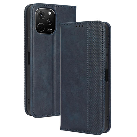 Funda de Cuero Cartera con Soporte Carcasa BY4 para Huawei Nova Y61 Azul