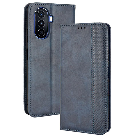 Funda de Cuero Cartera con Soporte Carcasa BY4 para Huawei Nova Y70 Azul