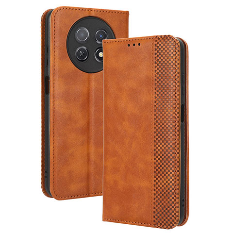 Funda de Cuero Cartera con Soporte Carcasa BY4 para Huawei Nova Y91 Marron