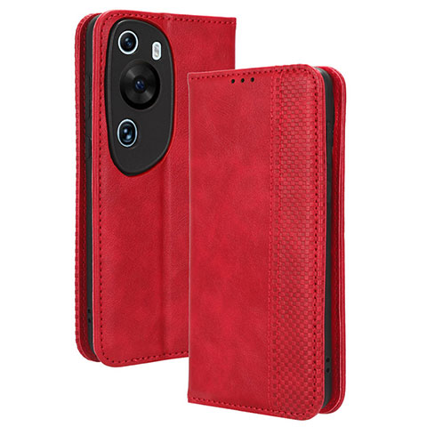 Funda de Cuero Cartera con Soporte Carcasa BY4 para Huawei P60 Art Rojo