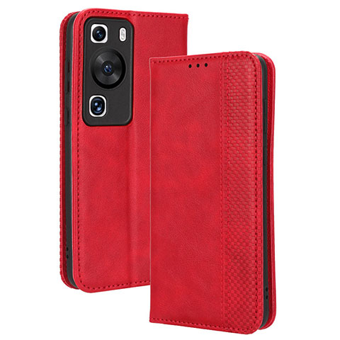 Funda de Cuero Cartera con Soporte Carcasa BY4 para Huawei P60 Rojo