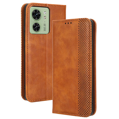 Funda de Cuero Cartera con Soporte Carcasa BY4 para Motorola Moto Edge (2023) 5G Marron