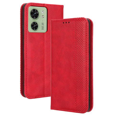 Funda de Cuero Cartera con Soporte Carcasa BY4 para Motorola Moto Edge (2023) 5G Rojo