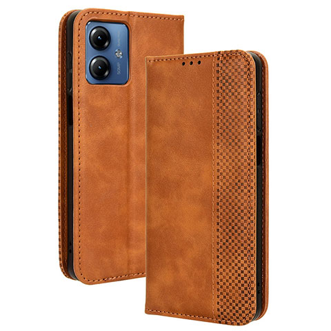 Funda de Cuero Cartera con Soporte Carcasa BY4 para Motorola Moto G14 Marron