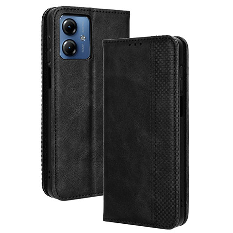 Funda de Cuero Cartera con Soporte Carcasa BY4 para Motorola Moto G14 Negro