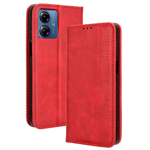 Funda de Cuero Cartera con Soporte Carcasa BY4 para Motorola Moto G14 Rojo