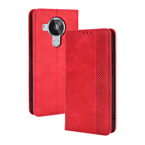 Funda de Cuero Cartera con Soporte Carcasa BY4 para Nokia 7.3 Rojo