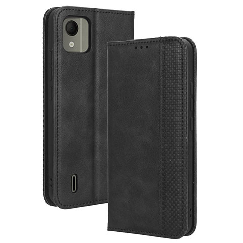 Funda de Cuero Cartera con Soporte Carcasa BY4 para Nokia C110 Negro