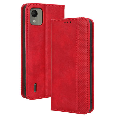 Funda de Cuero Cartera con Soporte Carcasa BY4 para Nokia C110 Rojo