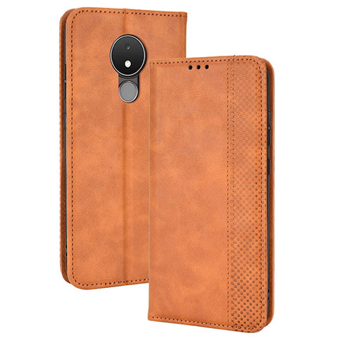 Funda de Cuero Cartera con Soporte Carcasa BY4 para Nokia C21 Marron