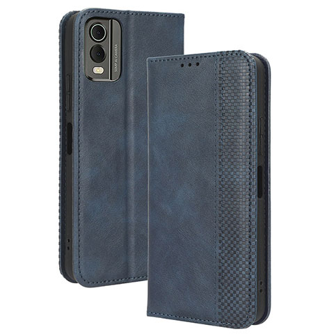 Funda de Cuero Cartera con Soporte Carcasa BY4 para Nokia C210 Azul