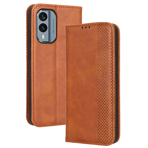 Funda de Cuero Cartera con Soporte Carcasa BY4 para Nokia X30 5G Marron