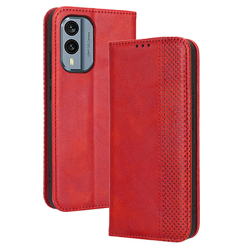 Funda de Cuero Cartera con Soporte Carcasa BY4 para Nokia X30 5G Rojo