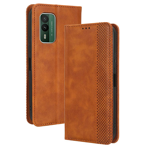 Funda de Cuero Cartera con Soporte Carcasa BY4 para Nokia XR21 Marron