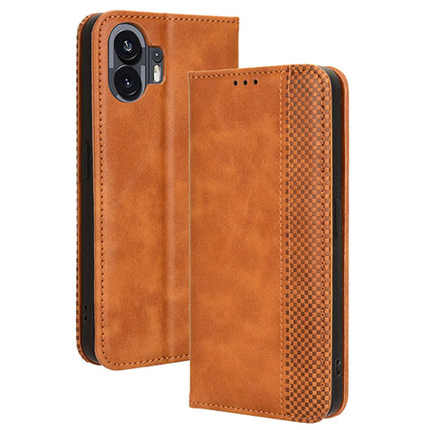 Funda de Cuero Cartera con Soporte Carcasa BY4 para Nothing Phone 2 Marron