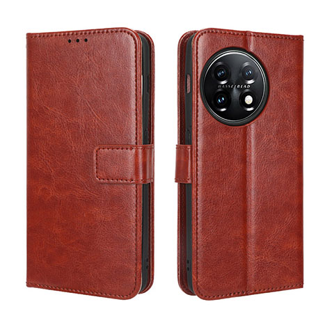 Funda de Cuero Cartera con Soporte Carcasa BY4 para OnePlus 11R 5G Marron