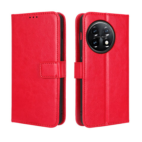 Funda de Cuero Cartera con Soporte Carcasa BY4 para OnePlus 11R 5G Rojo