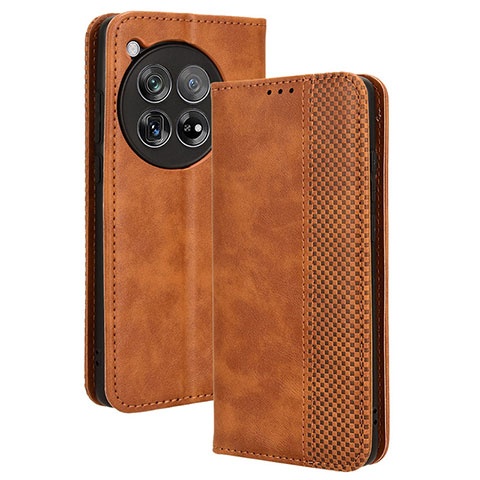 Funda de Cuero Cartera con Soporte Carcasa BY4 para OnePlus 12 5G Marron