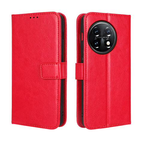 Funda de Cuero Cartera con Soporte Carcasa BY4 para OnePlus Ace 2 Pro 5G Rojo