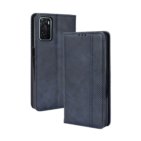 Funda de Cuero Cartera con Soporte Carcasa BY4 para Oppo A55S 5G Azul