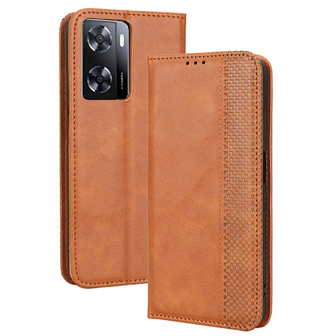 Funda de Cuero Cartera con Soporte Carcasa BY4 para Oppo A57e Marron