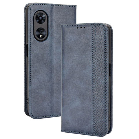 Funda de Cuero Cartera con Soporte Carcasa BY4 para Oppo A58 5G Azul