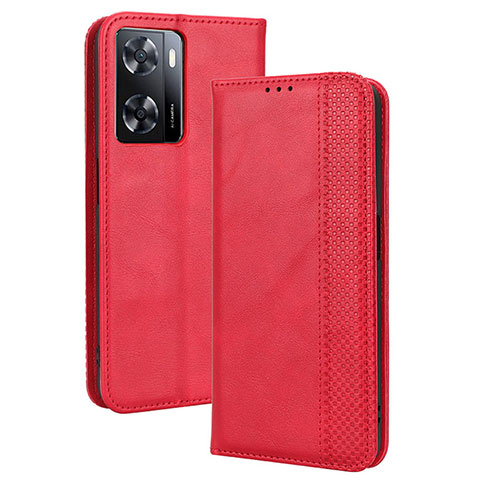 Funda de Cuero Cartera con Soporte Carcasa BY4 para Oppo A77 4G Rojo