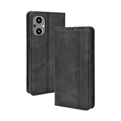 Funda de Cuero Cartera con Soporte Carcasa BY4 para Oppo A96 5G Negro