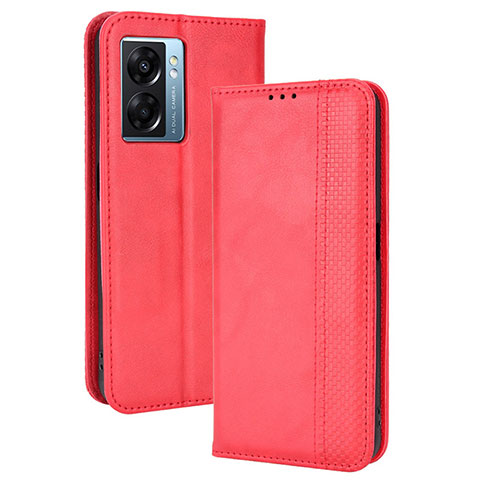 Funda de Cuero Cartera con Soporte Carcasa BY4 para Oppo K10 5G India Rojo