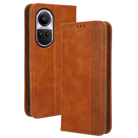 Funda de Cuero Cartera con Soporte Carcasa BY4 para Oppo Reno10 5G Marron