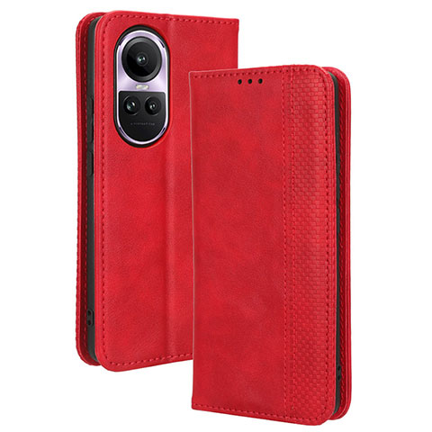 Funda de Cuero Cartera con Soporte Carcasa BY4 para Oppo Reno10 5G Rojo