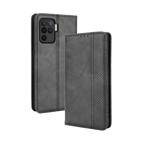 Funda de Cuero Cartera con Soporte Carcasa BY4 para Oppo Reno5 F Negro