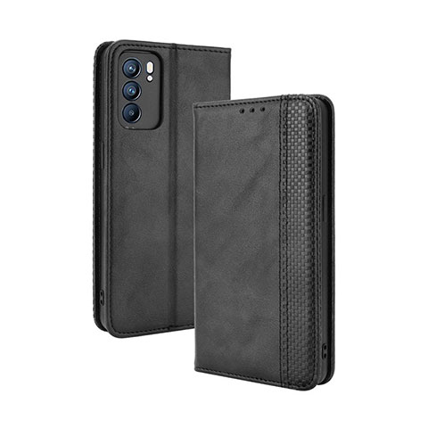 Funda de Cuero Cartera con Soporte Carcasa BY4 para Oppo Reno6 5G Negro