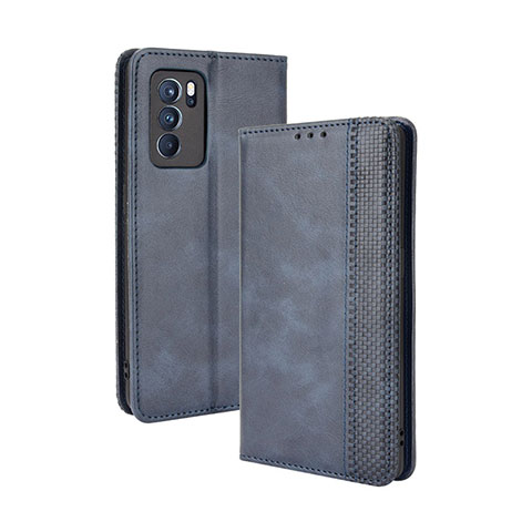 Funda de Cuero Cartera con Soporte Carcasa BY4 para Oppo Reno6 Pro 5G India Azul