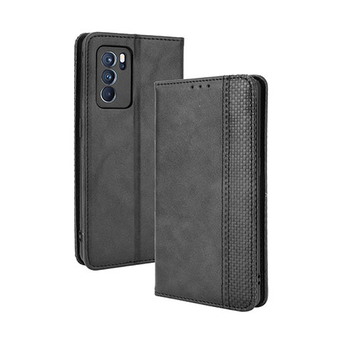 Funda de Cuero Cartera con Soporte Carcasa BY4 para Oppo Reno6 Pro 5G India Negro