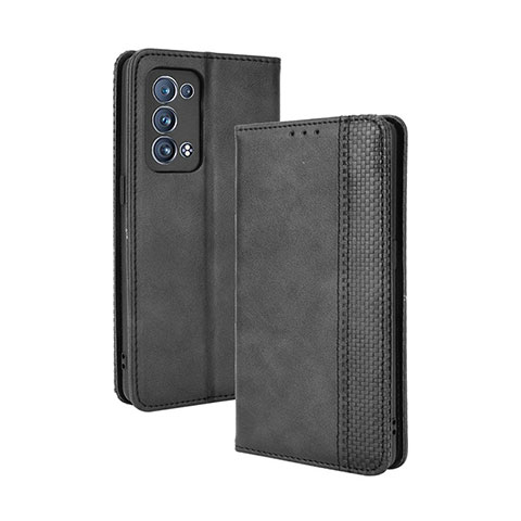 Funda de Cuero Cartera con Soporte Carcasa BY4 para Oppo Reno6 Pro 5G Negro