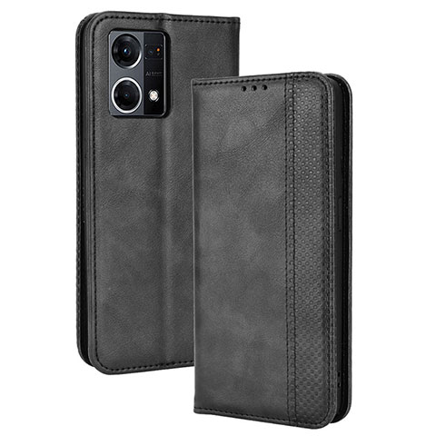 Funda de Cuero Cartera con Soporte Carcasa BY4 para Oppo Reno8 4G Negro