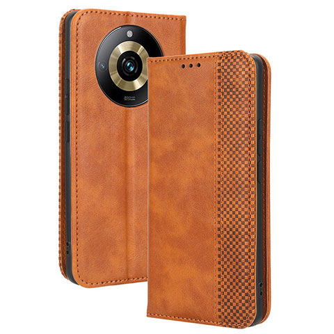 Funda de Cuero Cartera con Soporte Carcasa BY4 para Realme 11 Pro+ Plus 5G Marron