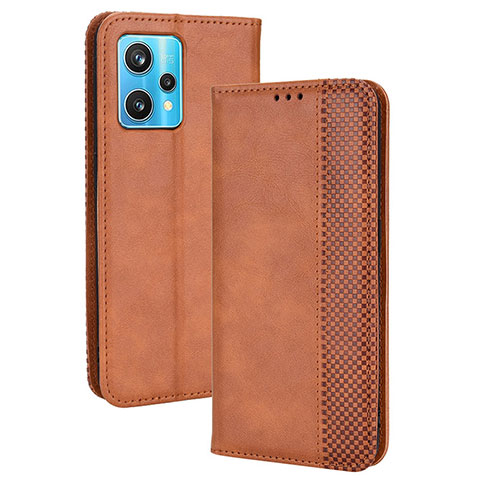 Funda de Cuero Cartera con Soporte Carcasa BY4 para Realme 9 Pro+ Plus 5G Marron