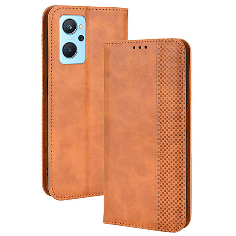 Funda de Cuero Cartera con Soporte Carcasa BY4 para Realme 9i 4G Marron