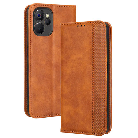 Funda de Cuero Cartera con Soporte Carcasa BY4 para Realme 9i 5G Marron