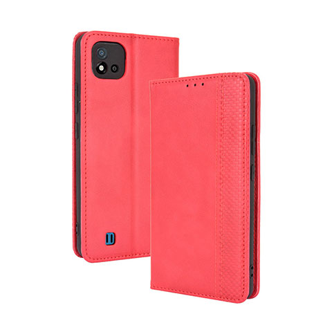 Funda de Cuero Cartera con Soporte Carcasa BY4 para Realme C11 (2021) Rojo