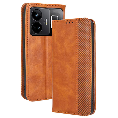 Funda de Cuero Cartera con Soporte Carcasa BY4 para Realme GT Neo5 240W 5G Marron