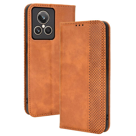 Funda de Cuero Cartera con Soporte Carcasa BY4 para Realme GT2 Master Explorer Marron