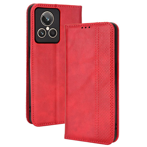 Funda de Cuero Cartera con Soporte Carcasa BY4 para Realme GT2 Master Explorer Rojo