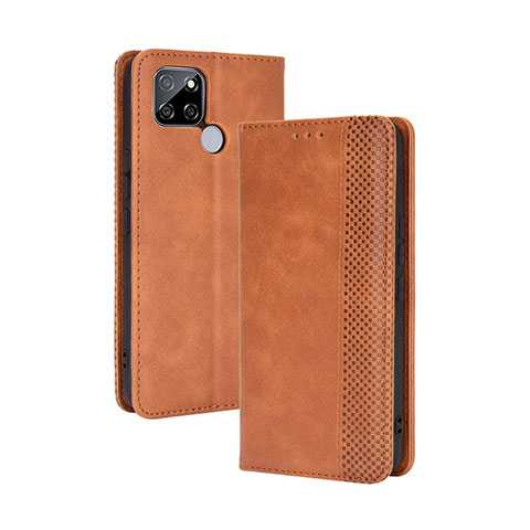 Funda de Cuero Cartera con Soporte Carcasa BY4 para Realme Q2i 5G Marron