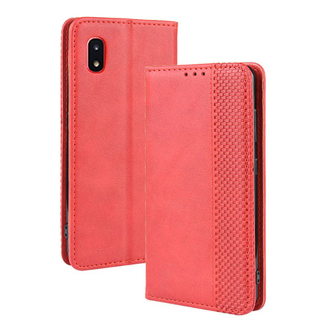 Funda de Cuero Cartera con Soporte Carcasa BY4 para Samsung Galaxy A21 SC-42A Rojo