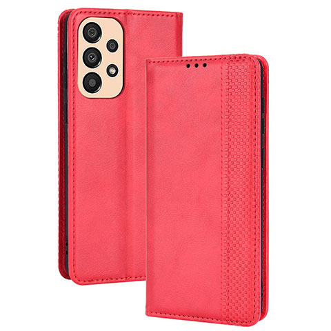 Funda de Cuero Cartera con Soporte Carcasa BY4 para Samsung Galaxy A23 4G Rojo